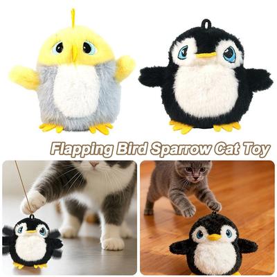 Машущая птичка Воробей Кошка Игрушка Интерактивная USB Перезаряжаемая Электрическая Машущая Птичка Игрушка для Питомцев Яркое Чириканье Активация касанием