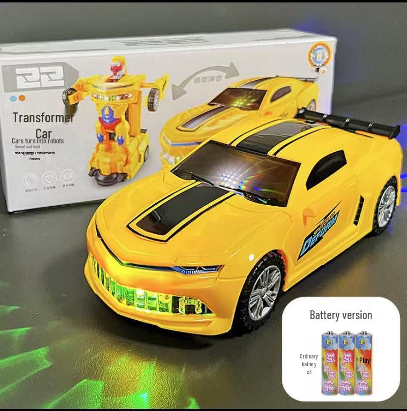 TikTok Transforming Police Car Robot - Children's Electric Rotating Toy