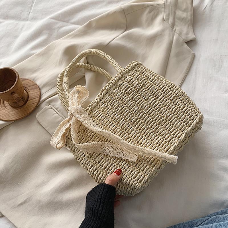 Женская соломенная сумка из ротанга, тканая соломенная сумка ручной работы, новые сумки через плечо с лентой