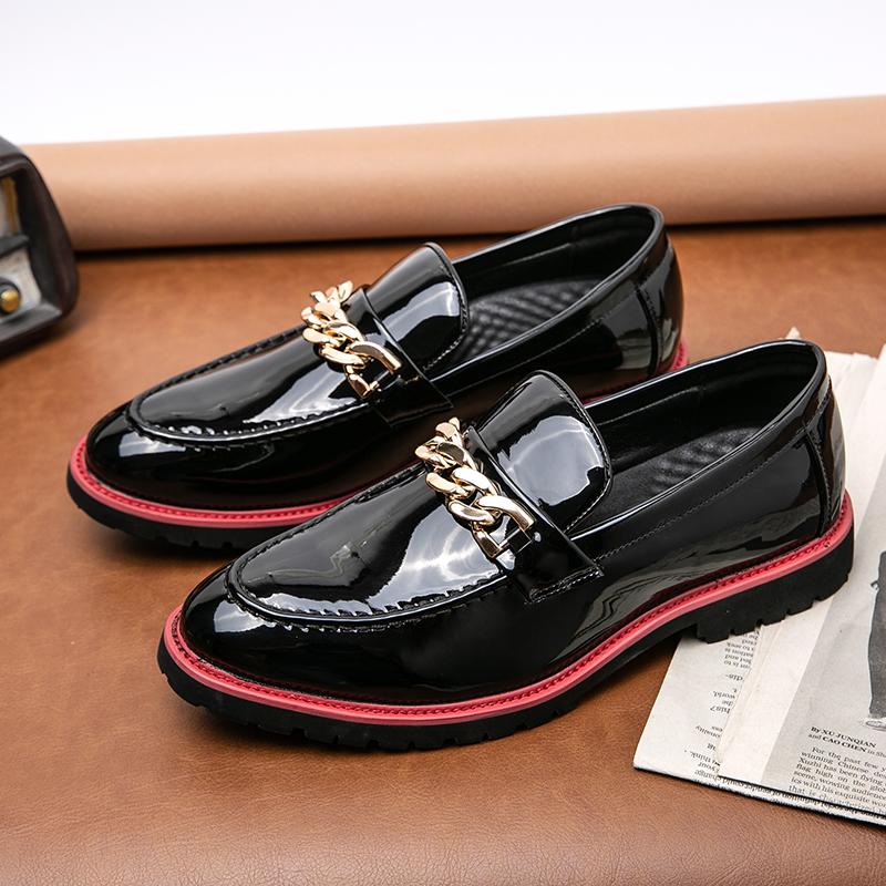 High-end Black Leather Shoes Italian Luxury Brand Loafers Men's Slip-on Leather Casual Shoes Business Thick-soled Comfortable