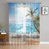 Sheer Curtains For Living Room Beach The Sea Coconut Tree Children's Bedroom Balcony Large Curtains Kitchen Dining Room Curtains