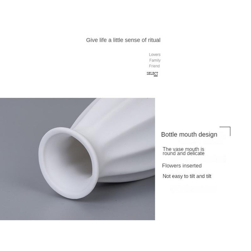 Plain-fired Matte White Ceramic Flower Arrangement Small Vase Creative and Simple Living Room Home Dried Flower Ornament