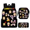 Lankybox Cartoon Pattern Backpack Shoulder Bag Pencil Case Three Set Piece