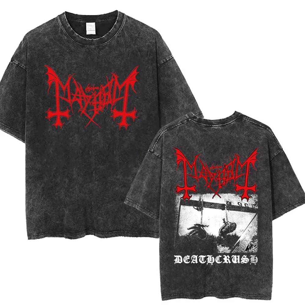 Стирка Ретро Классика Принт Death Rock Хлопок Мужская Женская Футболка Лето Осень Повседневная Уличная Спорт Повседневная Свободная Короткий Рукав