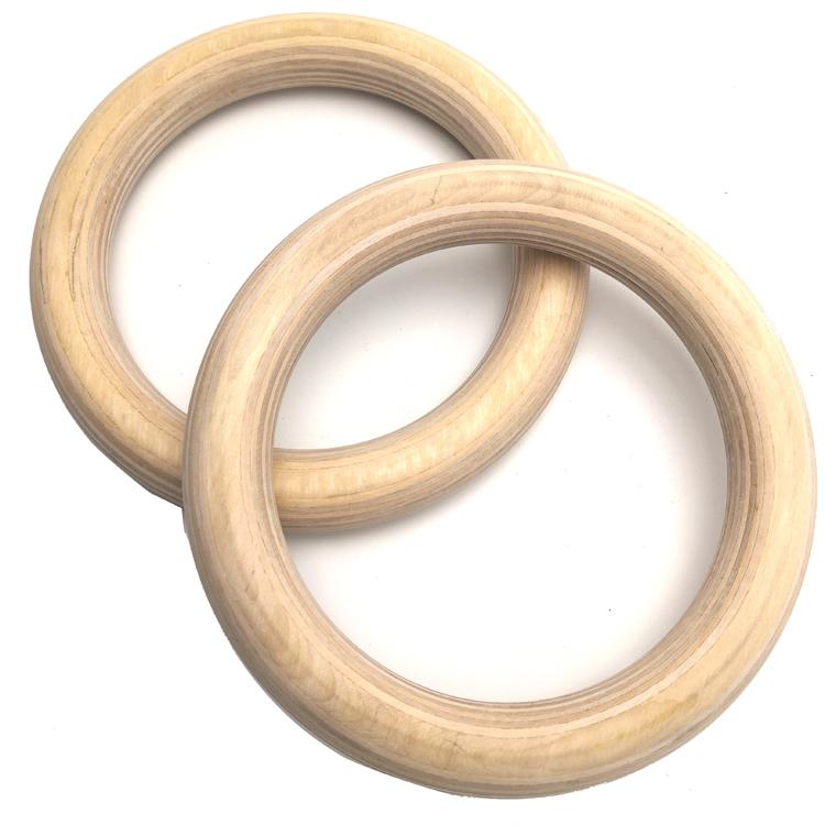 Fitness Wood Gymnastic Rings with Numbered Straps