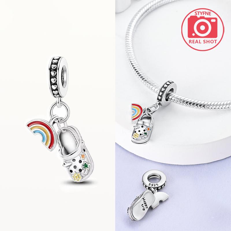 Charms Pink Beads Smart Watch Bike Car Travel Dangle Original Copper Bead Fit Bangle Bracelet Diy Jewelry Woman Fine Gift