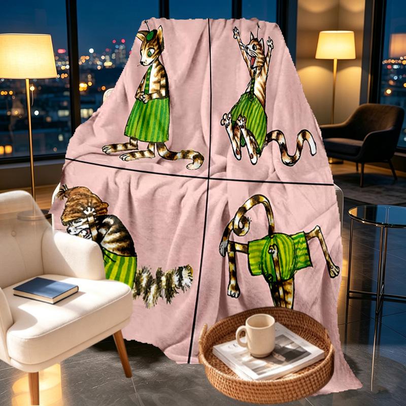 Pettersson und Findus Print Blanket - Soft & Comfortable, for Bedroom, Travel, Sofa, Home Decoration - Birthday Christmas Gift for Friend