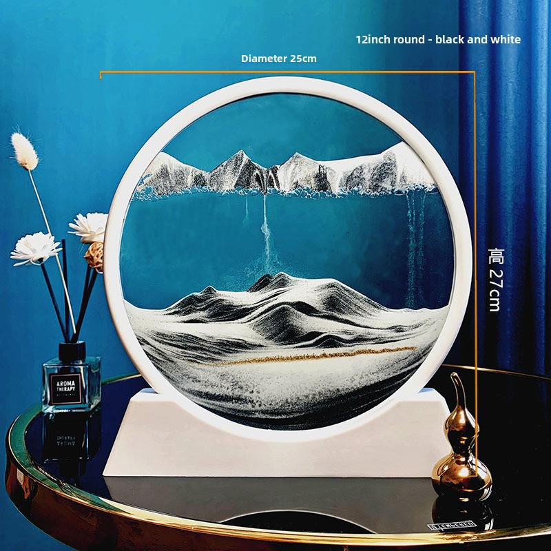 Creative 3D Quicksand Painting Round Glass Craft Hourglass - Unique Desktop Ornament Gift