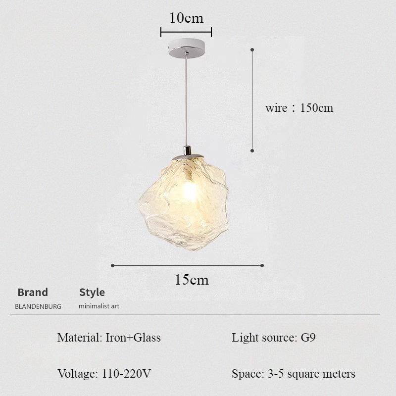 Stained Glass Ice Diamond Pendant Lamp Nordic Light Luxury Amber Glass Restaurant Ceiling Lamp Simple Home Decoration LED Luster