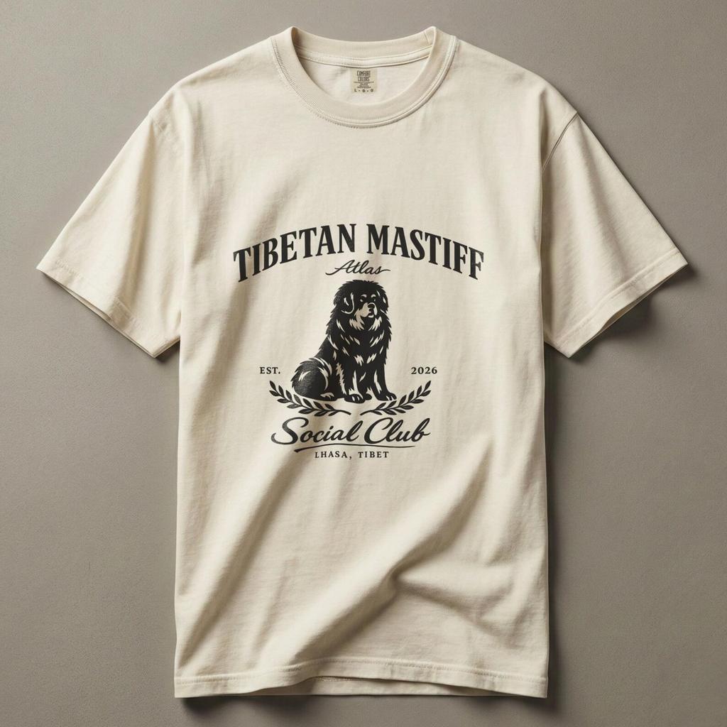 Tibetan Mastiff Social Club Comfort Colors Tee, Vintage Dog Shirt