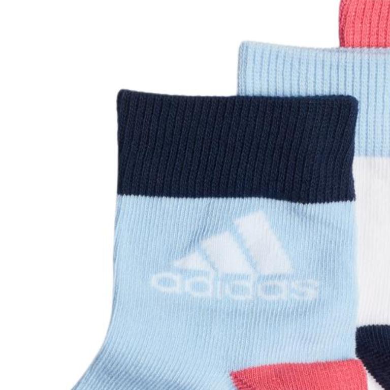 adidas Набор из 3 носков, натуральный розовый/белый/ярко-голубой, детские, ED8618