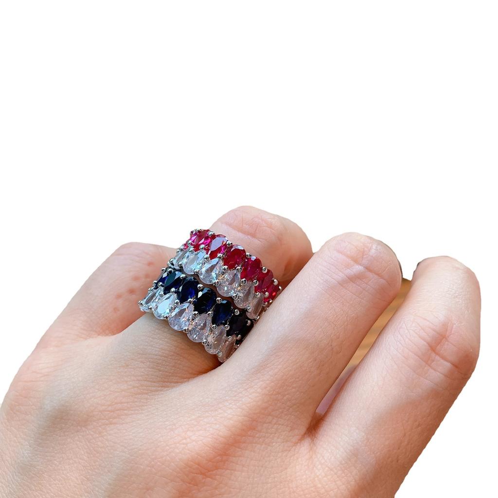 Высококачественное имитационное красное сокровище, кольцо с сапфиром, легкое роскошное широкорядное кольцо