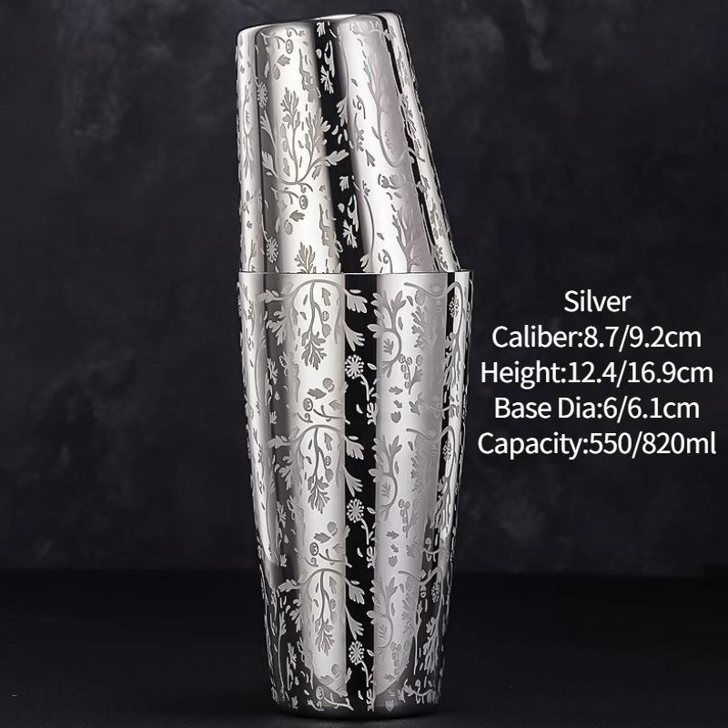 Барный шейкер для коктейлей Бостонский шейкер Нержавеющая сталь Шейкер с гравировкой Барный аксессуар Инструменты бармена Для дома и бара