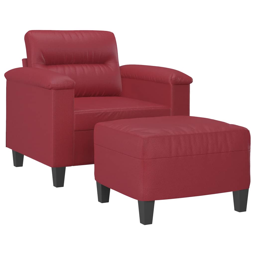 Armchair with Footstool Burgundy 60 cm Faux Leather