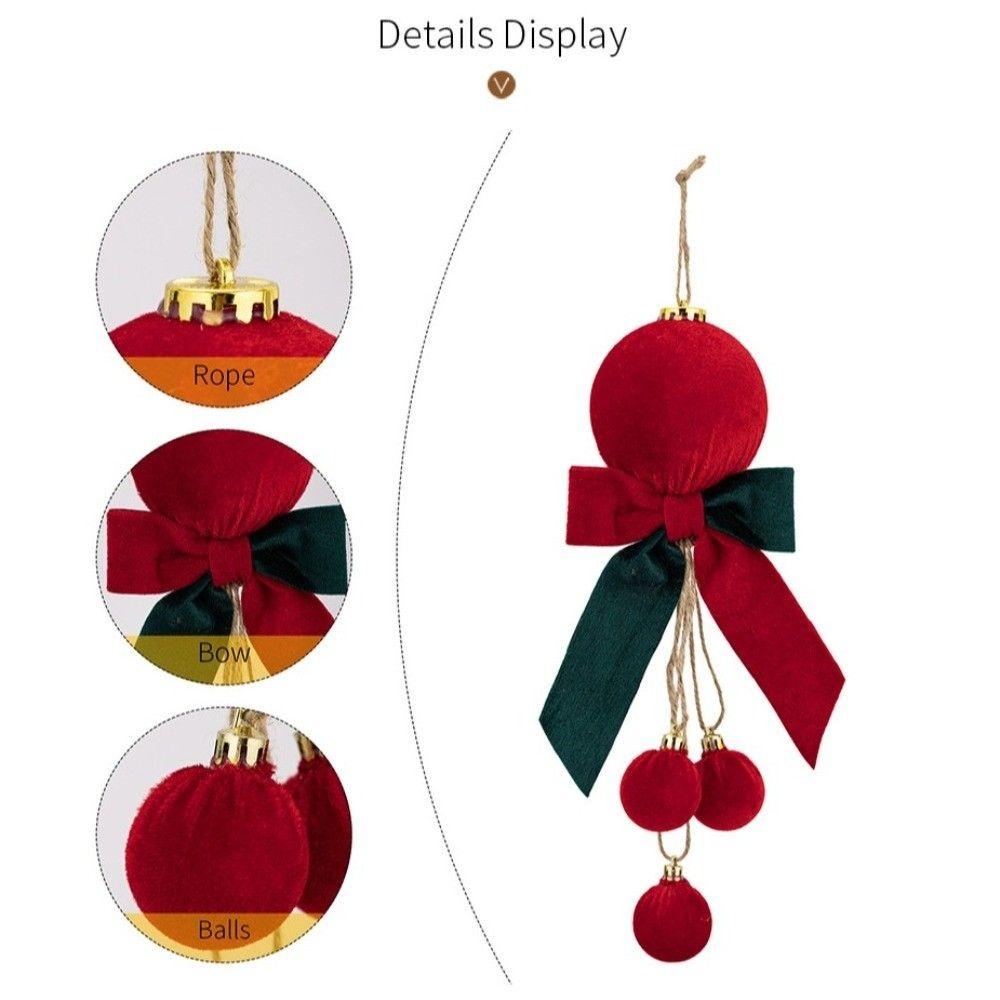 Velvet Bow Christmas Bowknot Ball Pendant Delicate Christmas Hanging Cute Xmas Ornaments Bedroom