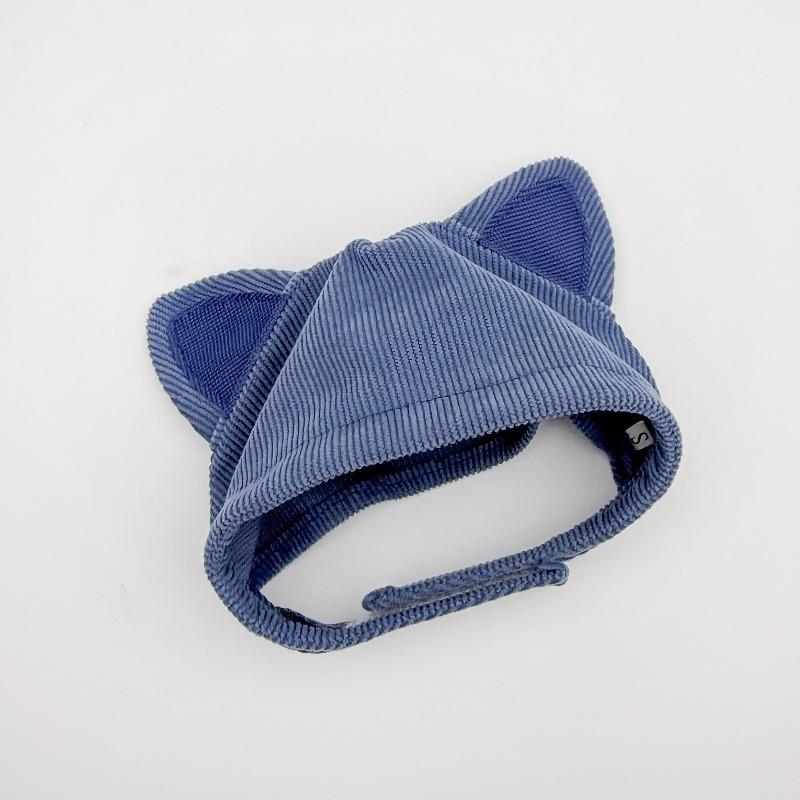 Cute Cat Ear Pet Hat Soft Corduroy Adjustable Chin Strap Kitten Headwear Photo Prop Party Cosplay Accessory for Small Cats