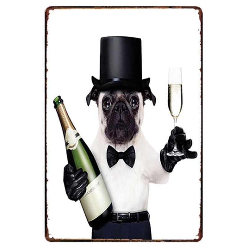 Mfoever Christmas Dog Decor Metal Tinplate Poster New Year Festival Decor xcm Cute Dog Poster