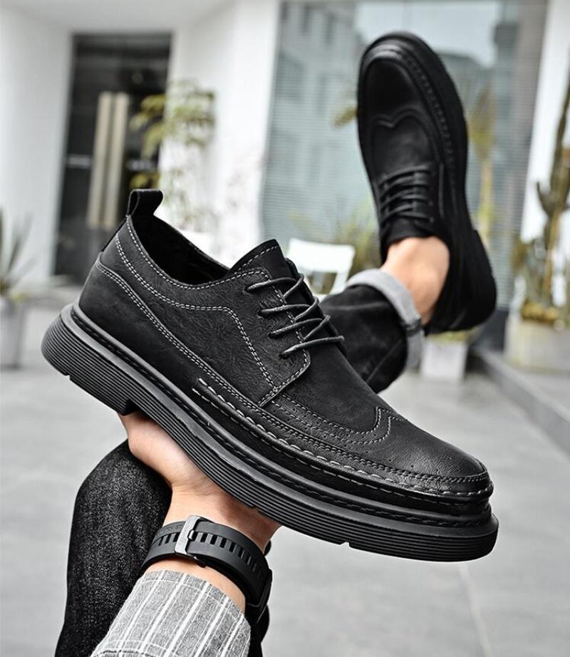 Модные мужские повседневные туфли из натуральной кожи, роскошные мужские оксфорды, броги в британском стиле, мужская обувь на шнуровке для отдыха, большие размеры 38-46