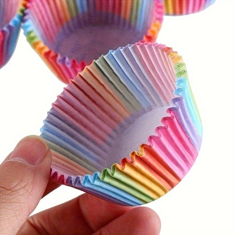 100pcs Rainbow Cupcake Liners Disposable Paper Baking Cups for Cupcakes Muffins and Desserts Kitchen Accessory and Party
