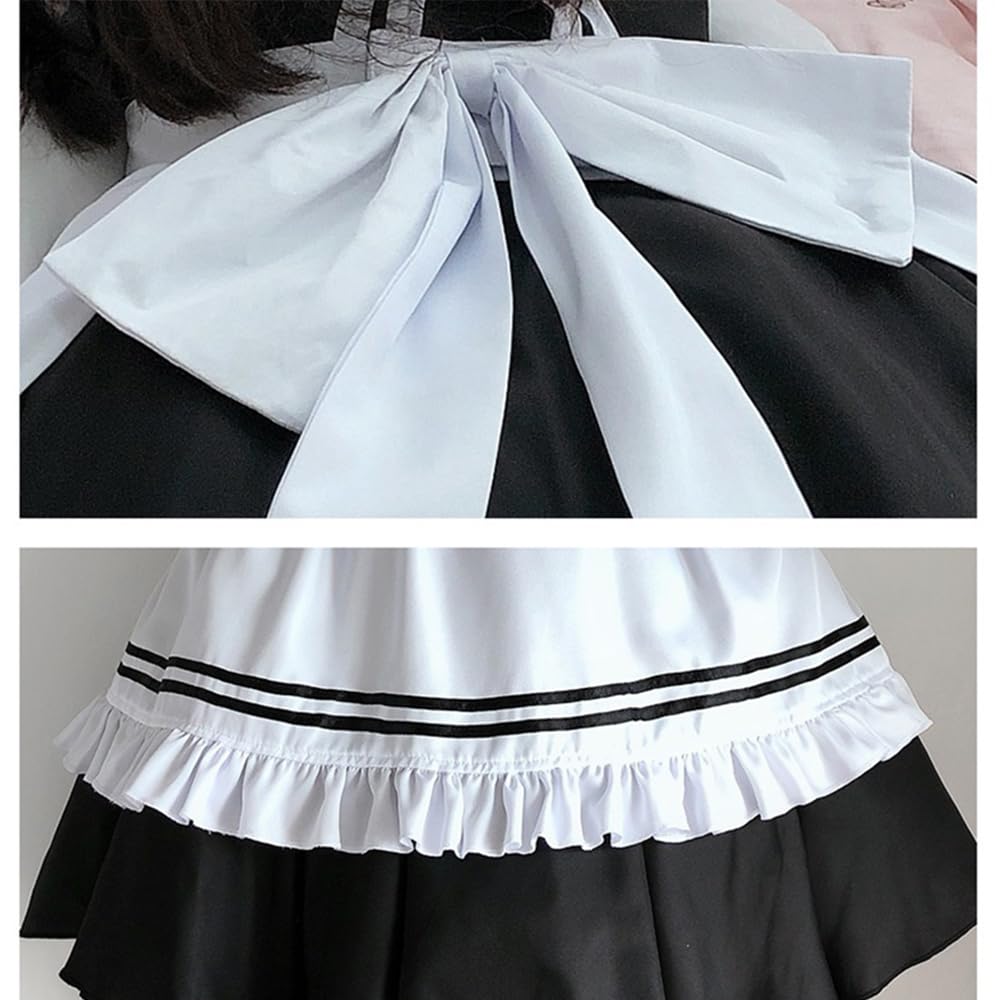 GEAHOL Костюм горничной, классический короткий, унисекс для мужчин и идеально подходящий для и взрослых, костюм, косплей, фартук, длина, набор из 10 предметов, женщины, косплей, мероприятия,