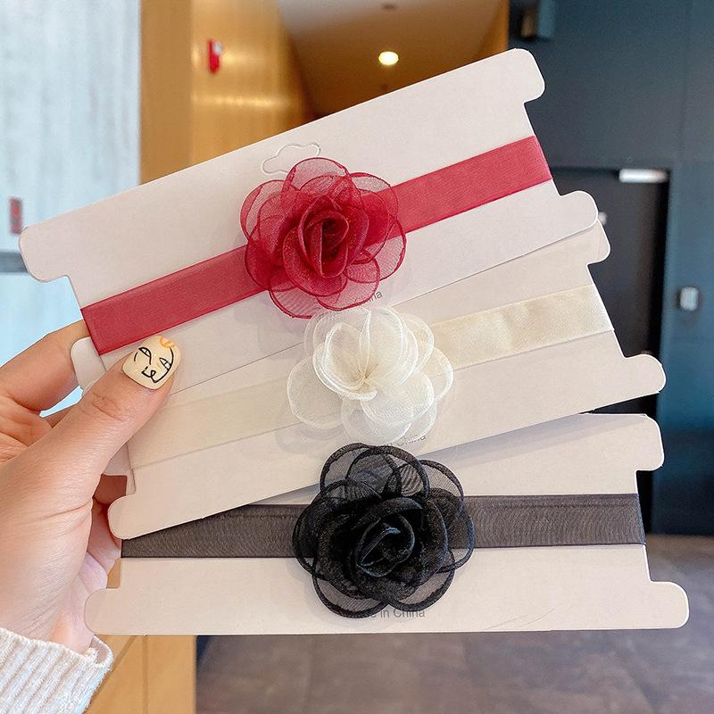 Organza Necklace Women Lace Neckline Flower Rose Necklace Party Sexy Jewelry