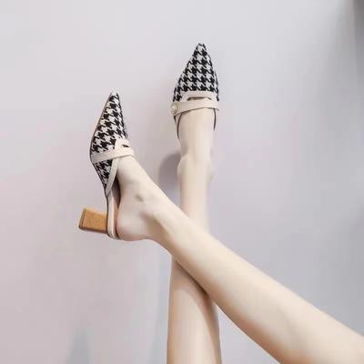 Женские полутапочки Baotou на высоком каблуке, летние новые, ленивые люди, носящие тапочки, сандалии