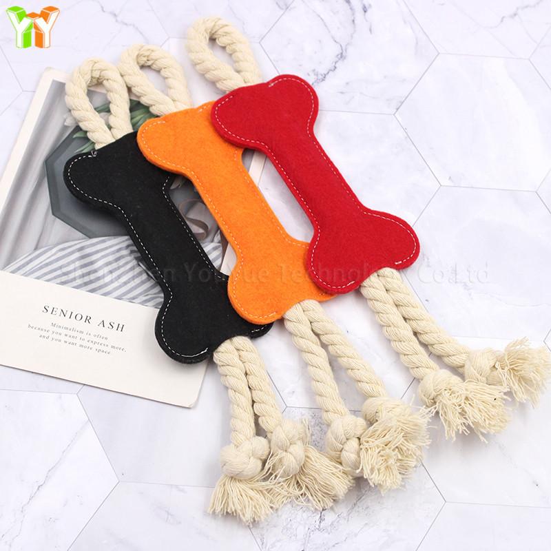 Pet Dog Toy Creative Dog Felt Bone Toy Grinding Teeth Training Bone Stick Dog Chew Toy with Rope