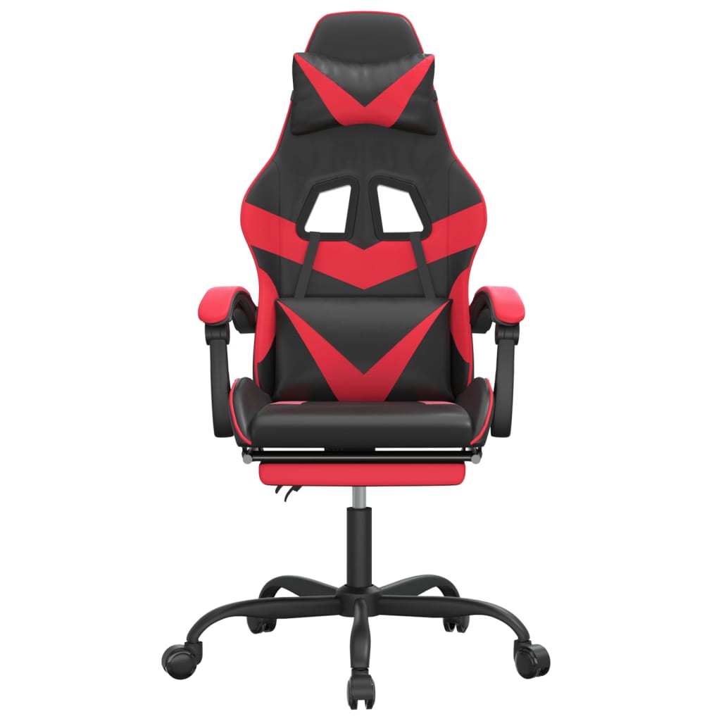 Gaming Chair with Footrest Swivel Black & Red PU Leather