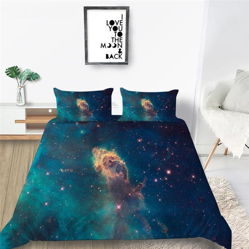 3D Galaxy King Queen Duvet Cover Starry Sky Bedding Set Soft Universe Quilt Cover Outer Space Dark Blue 2 3pcs