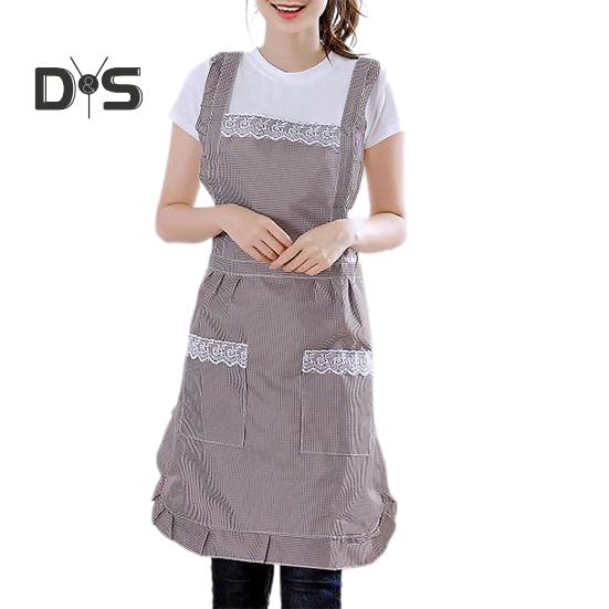 Легко носить, фартук для выпечки, дизайн с плечевым ремнем, практичный корейский стиль, клетчатый фартук для приготовления пищи, рабочая одежда для домохозяйки