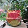 Storage Basket Handmade Bamboo Folding Clthoes Laundry Basket Straw Wicker Rattan Seagrass Belly Garden Flower Pot Plant Basket