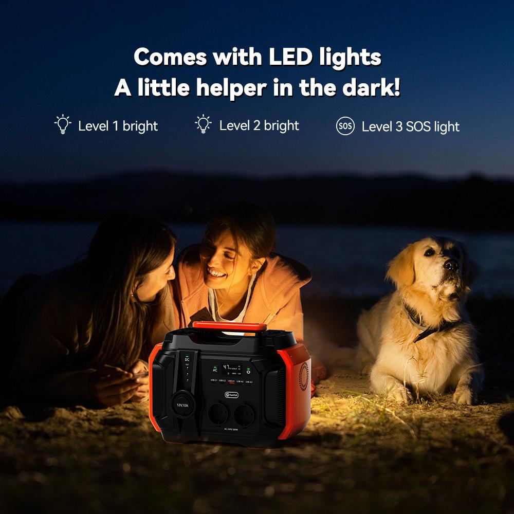 AC 230V 500W(Peak 1000W) Portable Power Station EU Solar Generator 540Wh 120W DC Power Battery Camping Outdoor RV