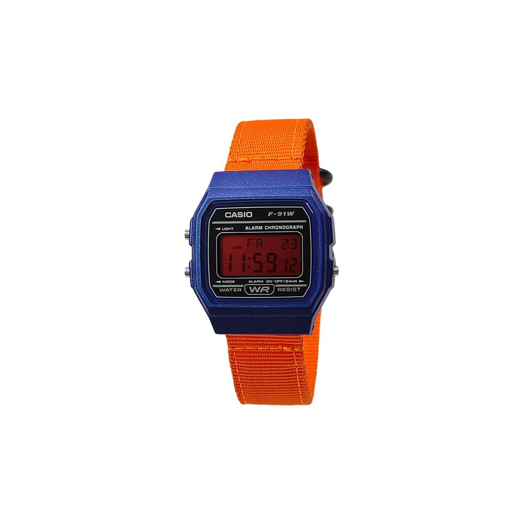 Casio Часы Custom Collection, кварцевый механизм, нейлоновый ремешок, мужские, черный циферблат, F-91WM-2A(Watch5--)