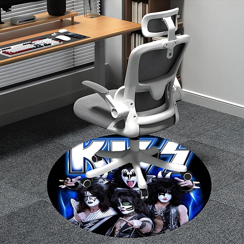 Группа KISS, Музыкальные товары, Коврик под стул, Круглый ковер, Ковер для офиса, Машинная стирка, Нескользящий, Подходит для гостиных, спален