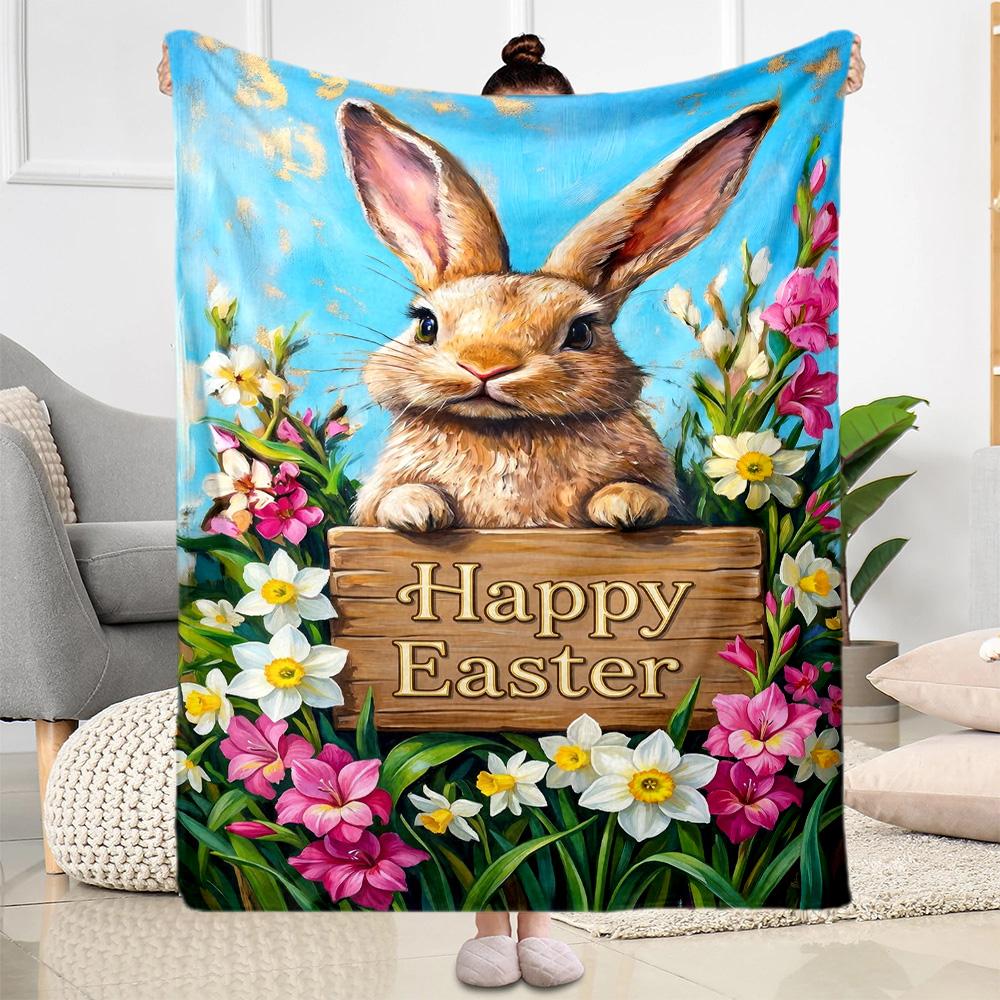 Springtime Bunny Garden Blanket,Suitable for sofas, offices, travel, living rooms, Gifts to relatives and friends, Blanket,Suitable for all seasons.