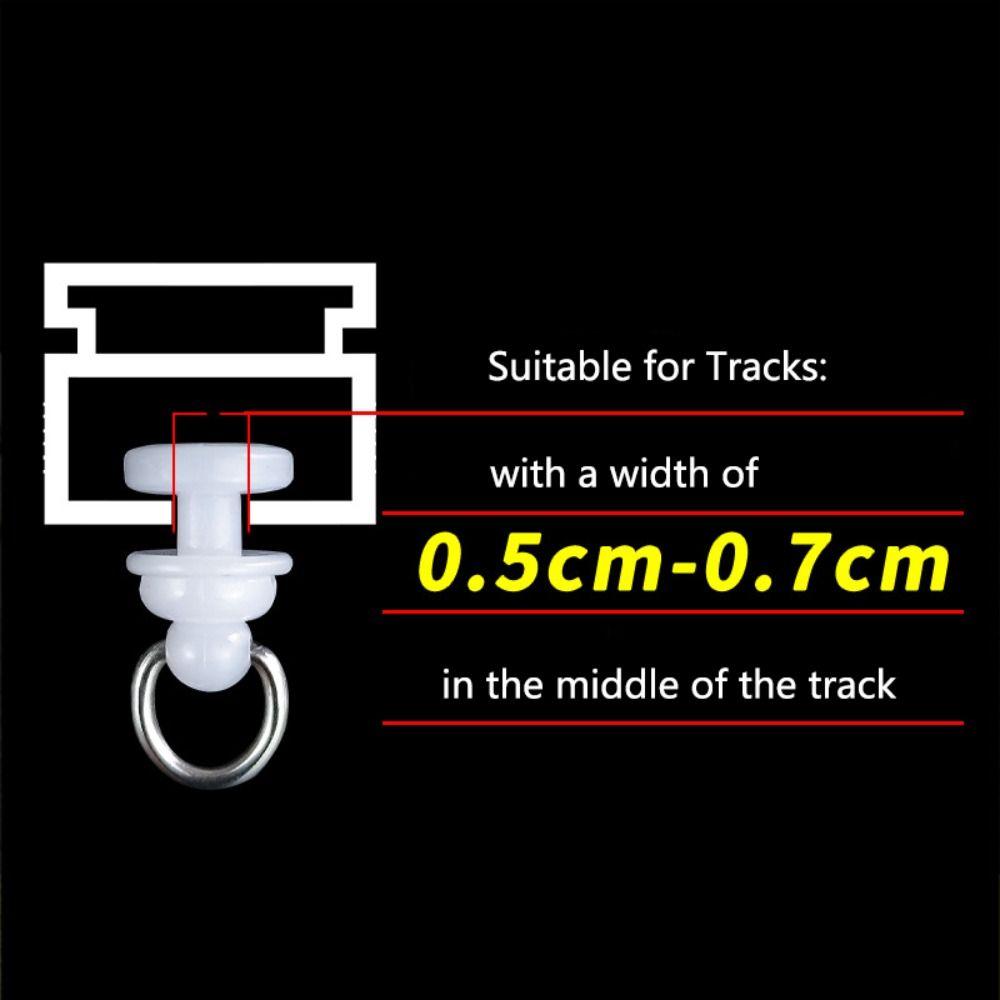 20pcs/pack Silent Curtain Hook Roller White Curtain Track Glider Curtain Track Pulley Windows