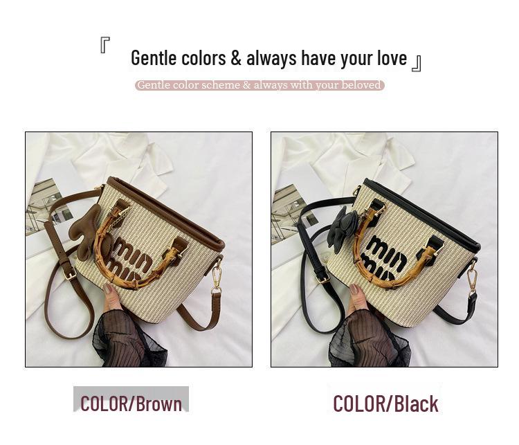 Женская плетеная сумка-ведро кроссбоди в стиле инфлюенсера 2025 года для летних приморских каникул