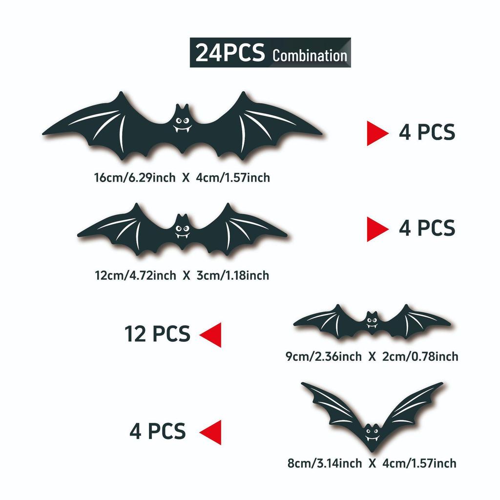 LED Halloween Wall Stickers: Black Bats & Spiders Party Decoration