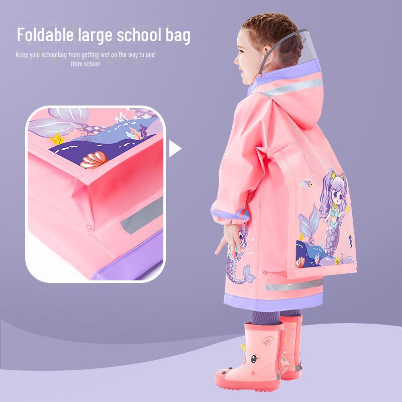 2025 Новый водонепроницаемый плащ для девочек на всю длину тела для начальной школы, надевается поверх рюкзака