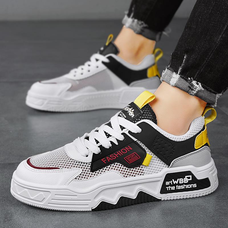 Men's Summer New Board Shoes with Breathable Mesh for Sports and Leisure Trendy and Versatile for Teenagers White Men's Shoes