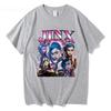 Модные Женские Футболки Харадзюку Эстетика Ретро Аниме Vi Jinx Футболка Унисекс Высокое Качество Мультяшная Хлопковая Футболка Топы