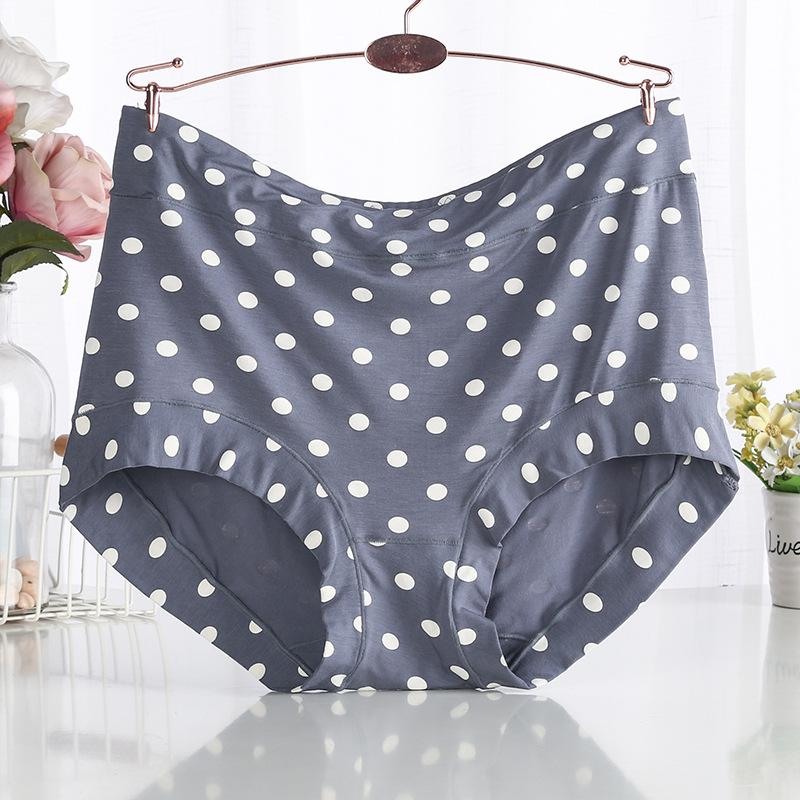 Modal Large Size Panties for Fat Lady Fashion Polka Dot Briefs High Waist Wide Leg Boyshorts Cotton Crotch Underpants