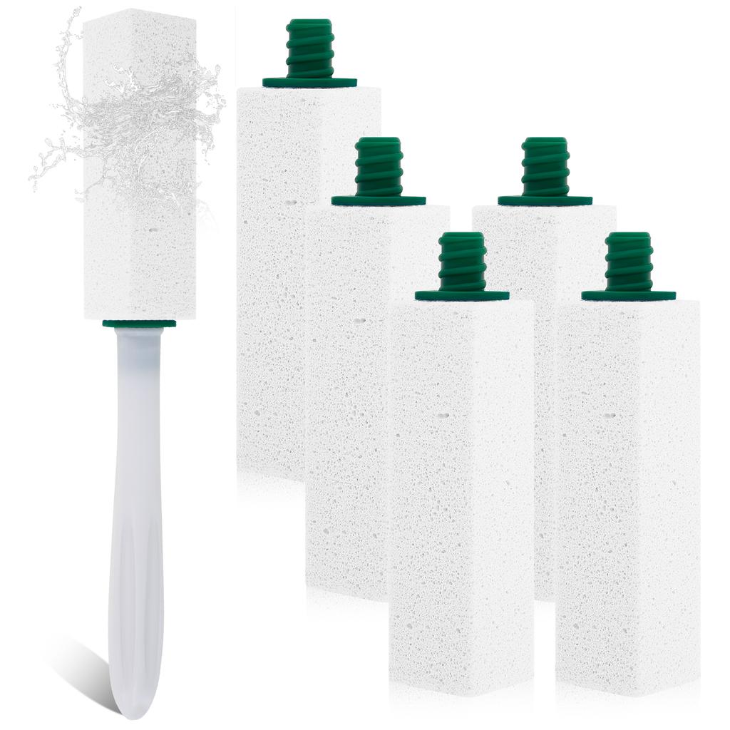 6Pcs Pumice Stone Toilet Brush High Density Pumice Stone Bathroom Cleaner Brush with 1 Detachable Handle for Toilet Sink Tile