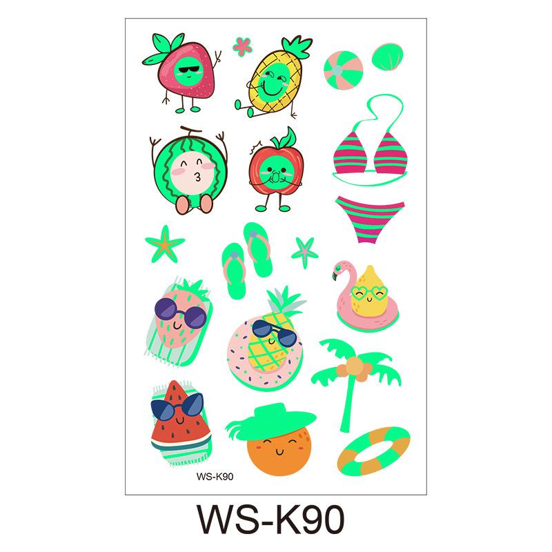 Детская мультяшная светящаяся в темноте татуировка с флуоресцентной зеленой водонепроницаемой бонусной наклейкой