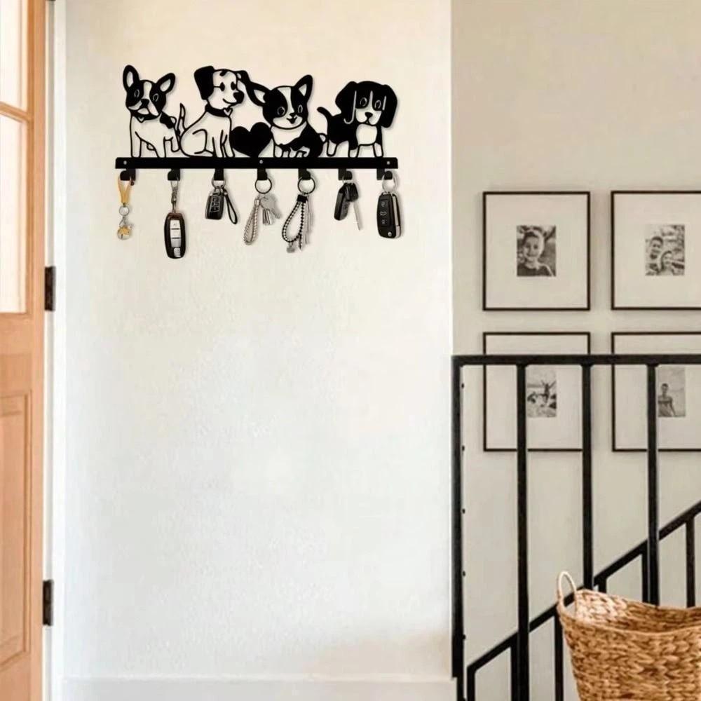 Nordic Cartoon Dog Coat Hook Black Key Holder Durable Dog Wall Hat Hanger  Home Decor