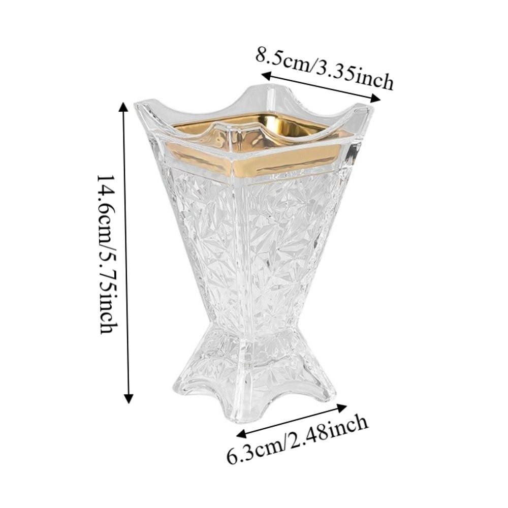 Arabic Style Glass Incense Burner Clear Four-Corner Design Bakhoor Censer Nordic Ironwork Ornament Incense Burning Tray