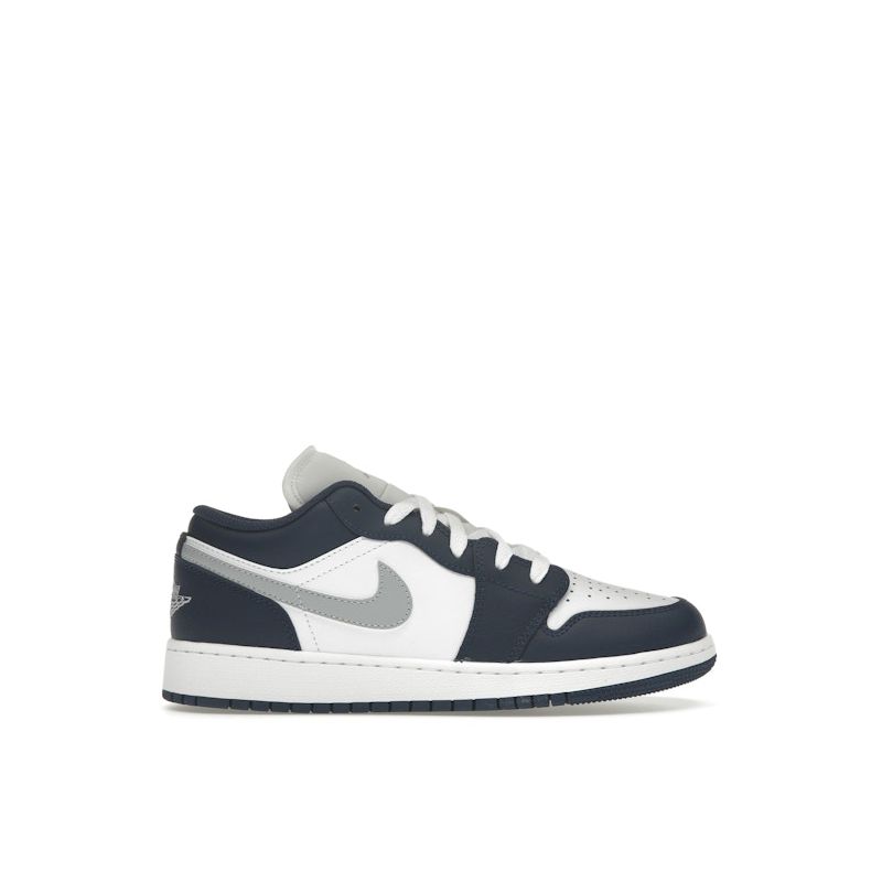 Air Jordan 1 Low GS Midnight Navy Wolf Grey Kids Sneakers White 553560-141