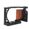 Camera Cage with Wood Handle 14 Inch 38 Inch Threaded Hole Cold Shoe Aluminum Alloy Camera Cage