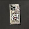 Прозрачный квадратный чехол-бампер для iPhone 13 14 Pro Max 15 Plus 11 16 ProMax 12, защита от окисления, с рисунком плаката о розыске Луффи