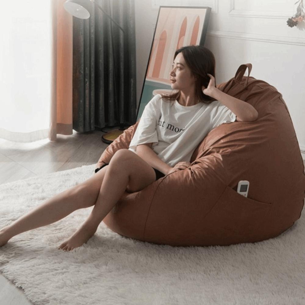 Waterproof Bean Bag Chair Sofa Cover with Handle and Pocket Puff Couch Cover Lazy Sofa Cover Kids